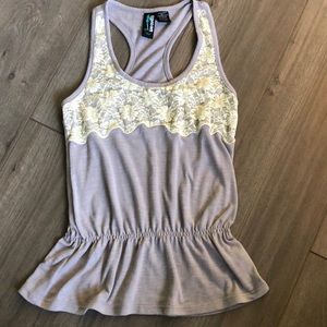Cute Stylish Lacy Gray Tank Top